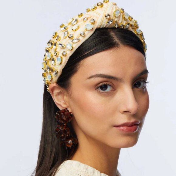 Lele Sadoughi STRIPE SEERSUCKER EMBELLISHED KNOTTED HEADBAND Blush NWT main image 9